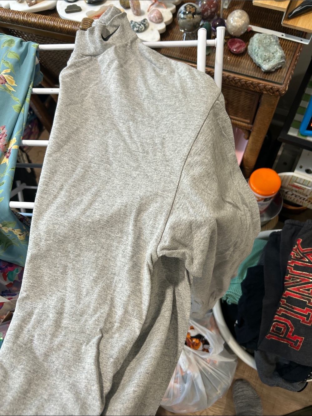 Nike Light Heather Gray Mock Neck Long Sleeve Top